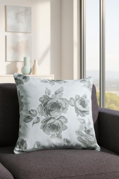 Duck Çiçekli Kırlent Kılıfı Bej Gri V1 40x40