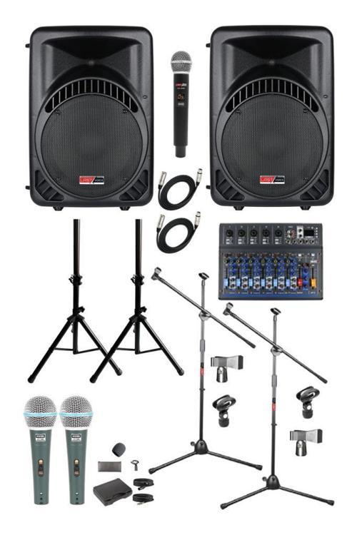  Lastvoice Ample Covering-Paket-2 Aktif hoparlör ve Mixer Full Ses Sistemi Seti