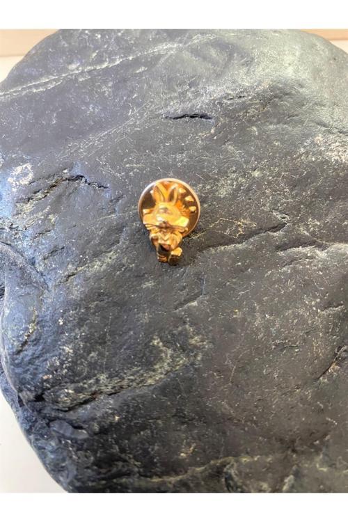 Vintage Altın Renk Renk Tavşan Rozet Yaka Broşu