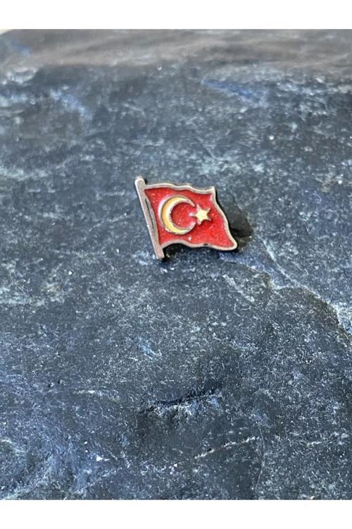 Vintage Mineli Türk Bayrağı Rozet