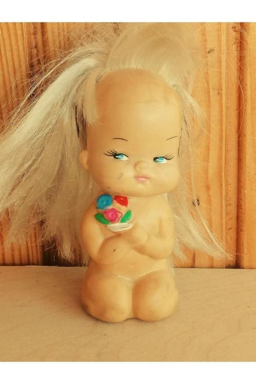 Vintage Plastik Figür Etli Plastik Bebek