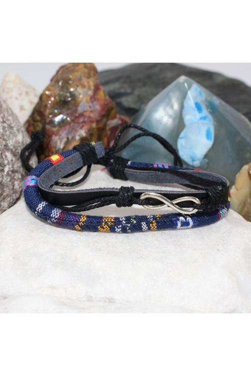 Sonsuzluk Işareti Deri Örme Erkek Bileklik -- Tasarım Unisex Bileklik