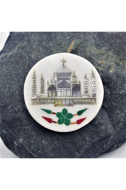 Yeşil Çiçek Hindistan Tac Mahal Taş Magnet - Sıfır -- Sedef Kaplama Magnet