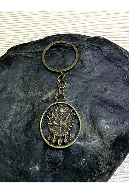 Bronz Renkte Osmanlı Arması Metal Anahtarlık