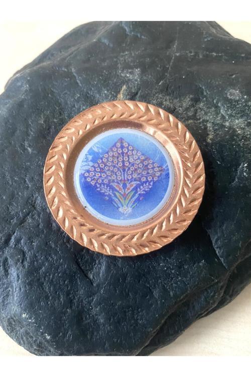 El Boyama Çini Baskı Temalı Bakır Renklı Magnet No 07