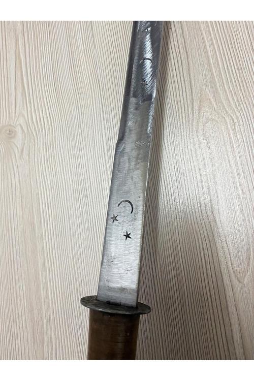 87Cm El Yapımı İşlmeli Ahşap Saplı Ve Ahşap Kılıflı Bıçak
