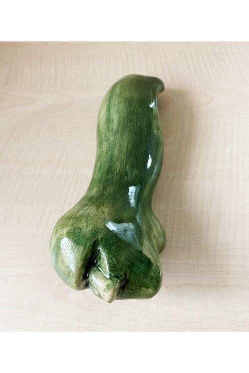 El Yapımı Porselen Biblo Insan Suretli Farklı Biblo Yeşil 34