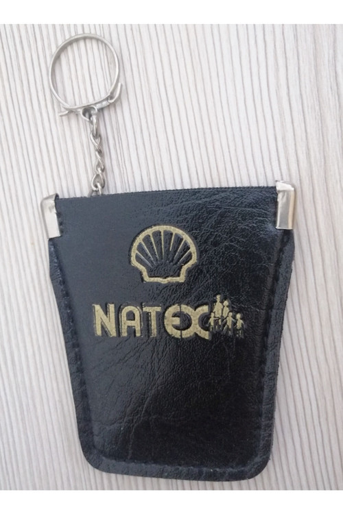 Vintage Anahtarlık Siyah Deri Shell Anahtarlık