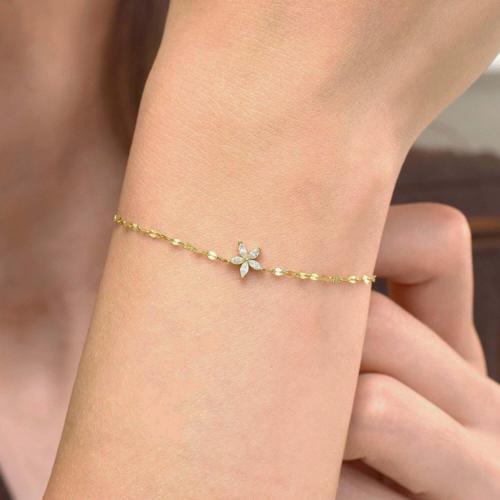 Çiçek Markiz Taşlı Altın Bileklik