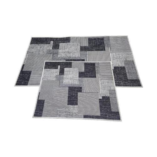 2Lİ BANYO SETİ BASKILI KARE SİYAH