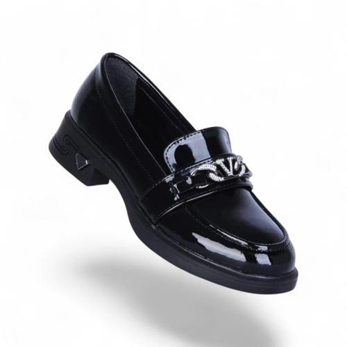 502 Rugan Nosima Siyah Kadın Loafer Ayakkabı