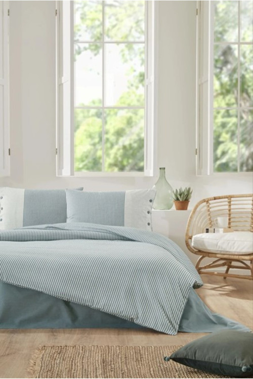 Özdilek Çift Kişilik Ranforce Nev Takımı Natural Line Mavi
