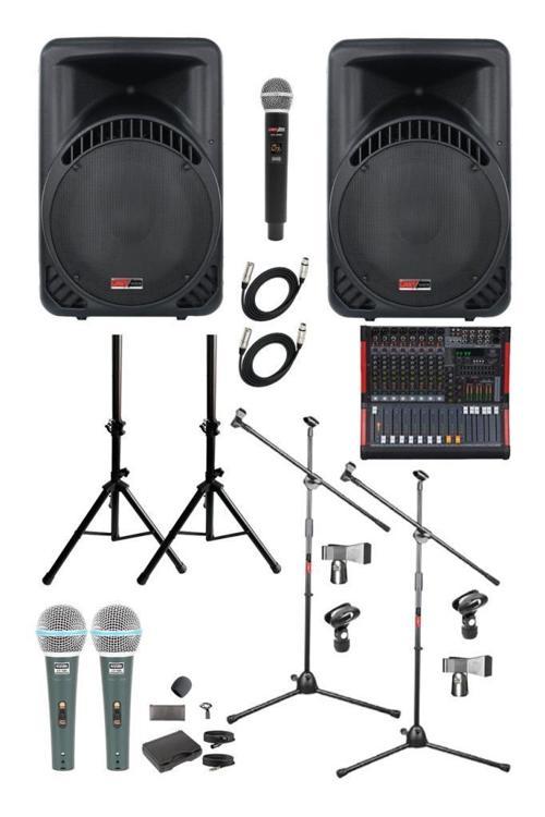  Lastvoice Ample Classy-Paket-2 Aktif hoparlör ve Mixer Full Ses Sistemi Seti
