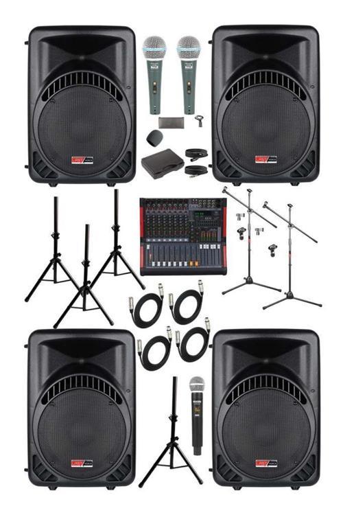  Lastvoice Ample Classy-Paket-4 Aktif hoparlör ve Mixer Full Ses Sistemi Seti