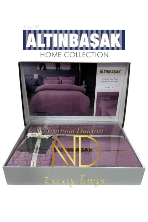 Jakarlı Saten Çift Kişilik Nev Takımı Adelya Puce
