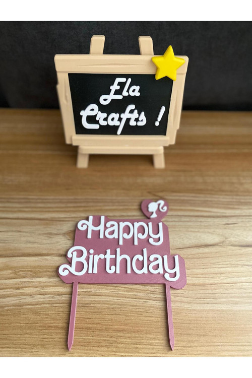 3D Barbie Figürlü “Happy Birthday” Pasta Süsü – Doğum Günü Parti Dekoru, Özel Tasarım