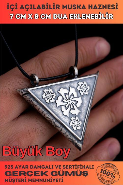 Büyük Boy Gümüş Muska Haznesi Menekşe Model