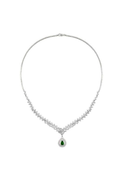 Çise Zümrüt Taşlı Bayan Gümüş Kolye