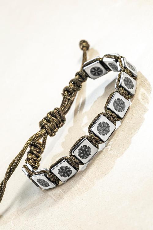 Gümüş Renk Hematit Taşlı Ayarlanabilir İpli Erkek Bileklik