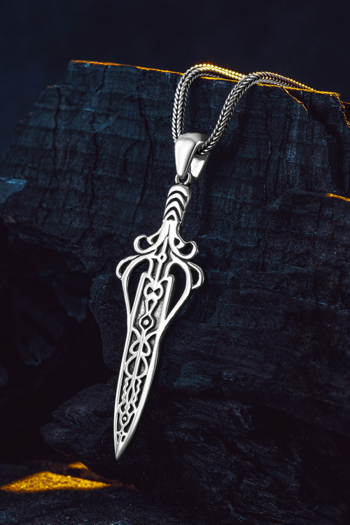 Erkek 925 Ayar Gümüş Viking Kılıcı Kolye Spartalı Savaşçı Temalı Özel Tasarım
