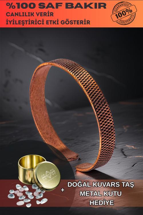 Erkek Kadın Bakır Bileklik - Yatay Çizgili Erkek Kadın Bileklik Bilezik
