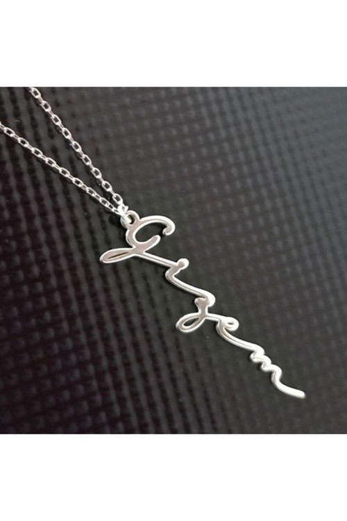 Gizem Imza Isim Yazılan Gümüş Kolye Zincir Gklgms0Isım