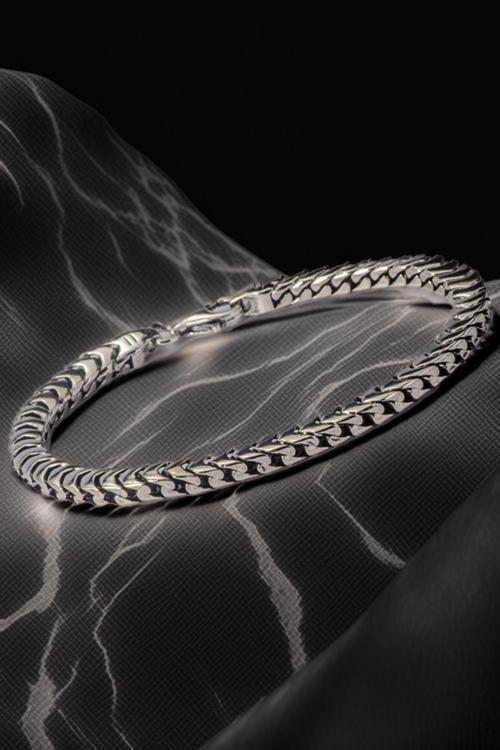 Erkek Gümüş Bileklik - İnce Yassı Snake Parlak Model Erkek Künye