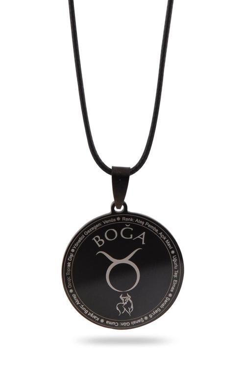 Boğa Burcu Kolyesi Kadın Erkek Çelik Deri Kolye Cklbogaderı-Syh