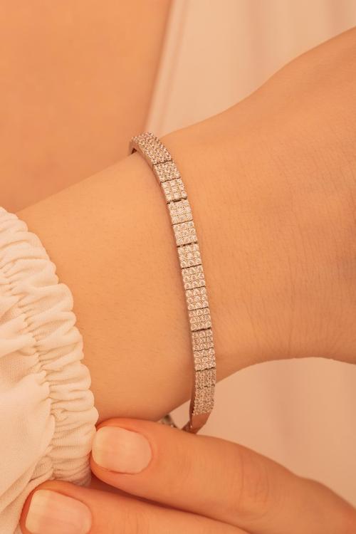 Kadın Gümüş Bileklik - Zirkon Taşlı Paris 925 Ayar Gümüş Kadın Bileklik