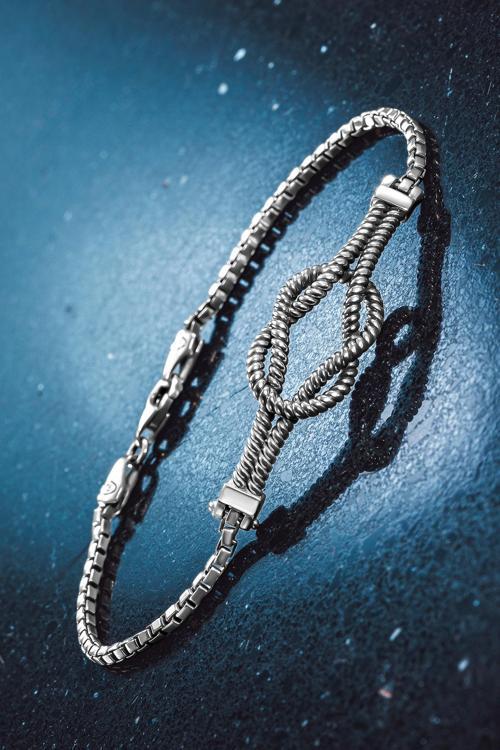 Erkek Gümüş Bileklik - Küp Zincirli Gemici Düğümü Model 2 Gümüş Bileklik