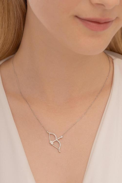 Kadın Gümüş Kolye - Ok Yay Gümüş Kolye Zincir