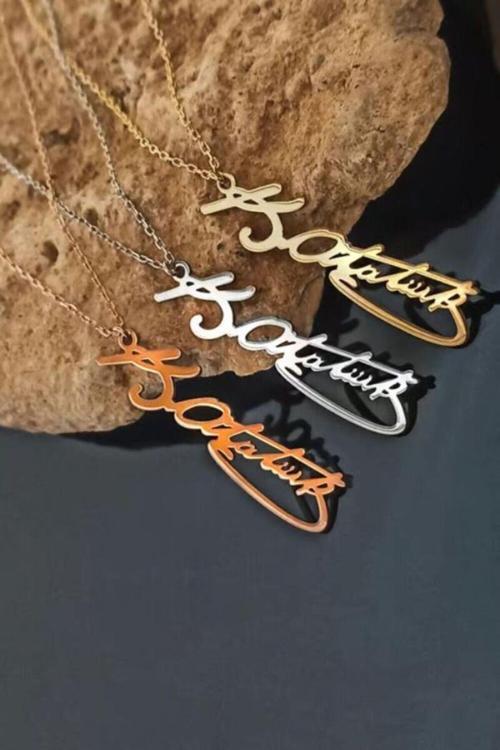 Kemal Atatürk İmzası Gümüş Kadın Kolye