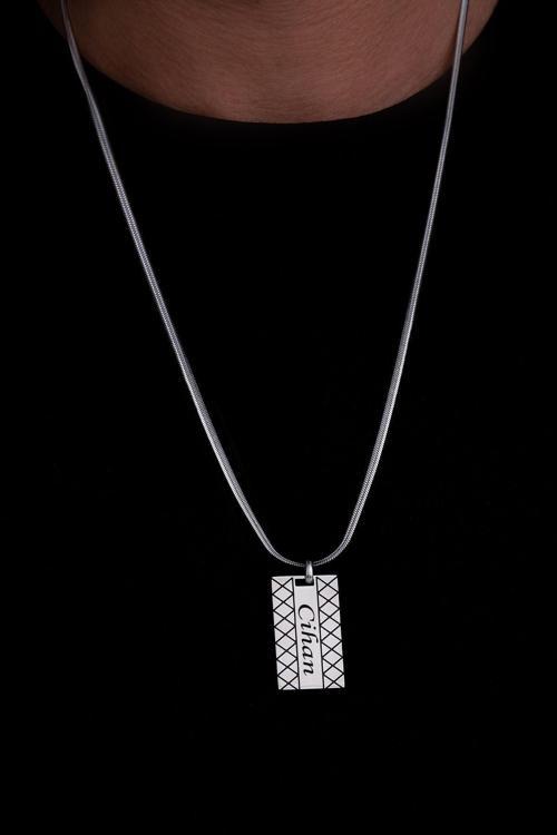 Erkek Çelik Kolye - İsim Yazılabilen Erkek Çelik Kolye