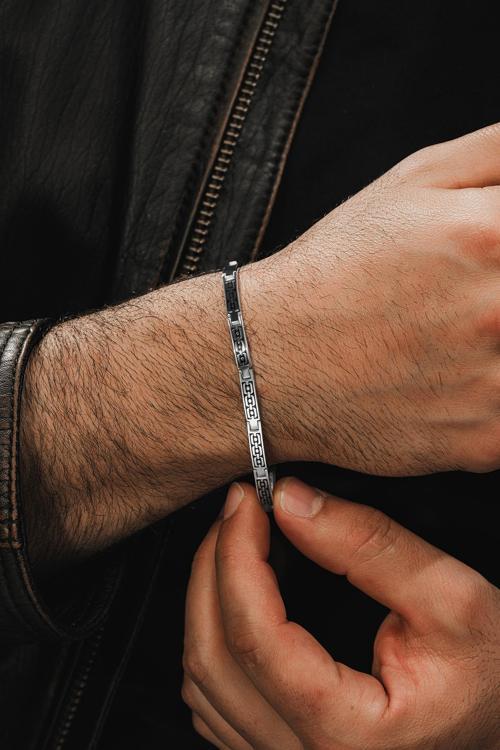 Erkek Gümüş Bileklik - Tasarım Parlak Gurmet Model 925 Ayar Erkek Bileklik