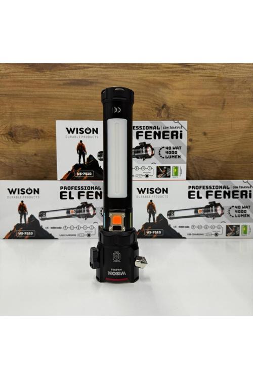 Ws-7510 4000 Lümen 40 Watt Çok Fonksiyonlu Profosyonel Kampçı El Feneri