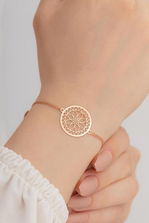 Rose Lotus Çiçeği Model Kadın Gümüş Bileklik Gblltsccgm1-Ros