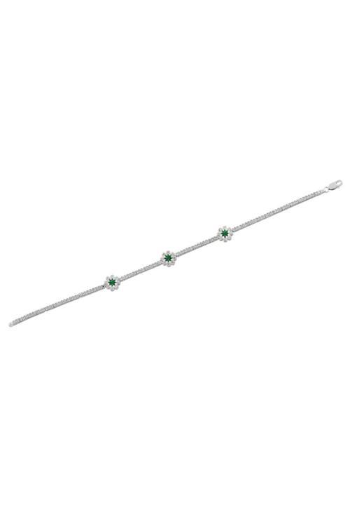 Ahenk Zümrüt Taşlı Su Yolu Bayan Gümüş Bileklik