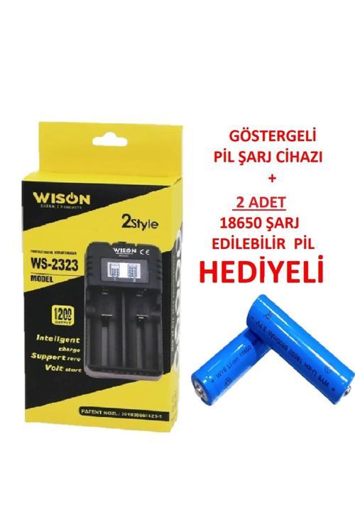 Wison Göstergeli Pil Şarj Cihazı + 18650 Şarj Edilebilir Pil Hediyeli