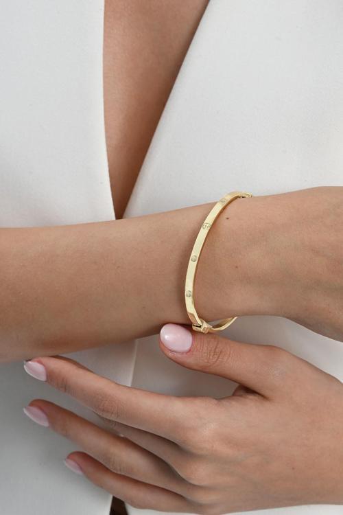 925 ayar Gümüş altın yaldızlı çivi deseni bilezik [barcode]