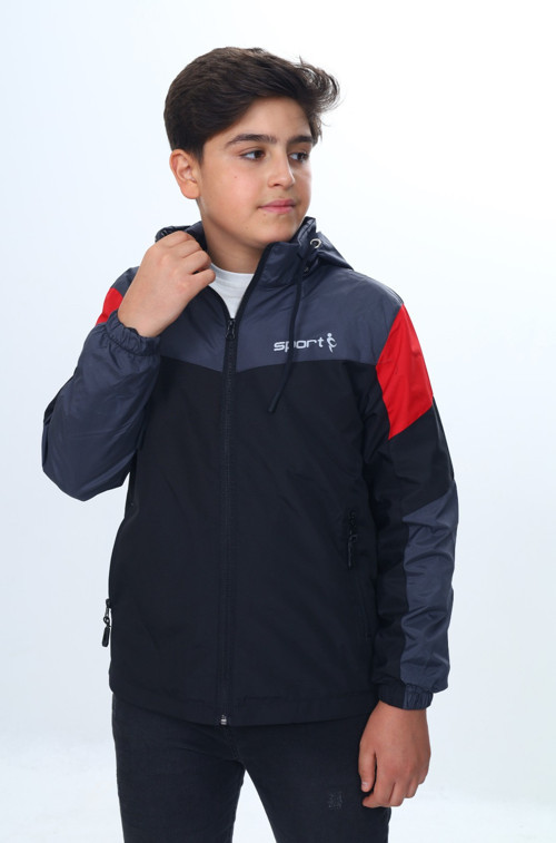 Toontoy Erkek Çocuk Sport Baskılı Kapüşonlu Yağmurluk