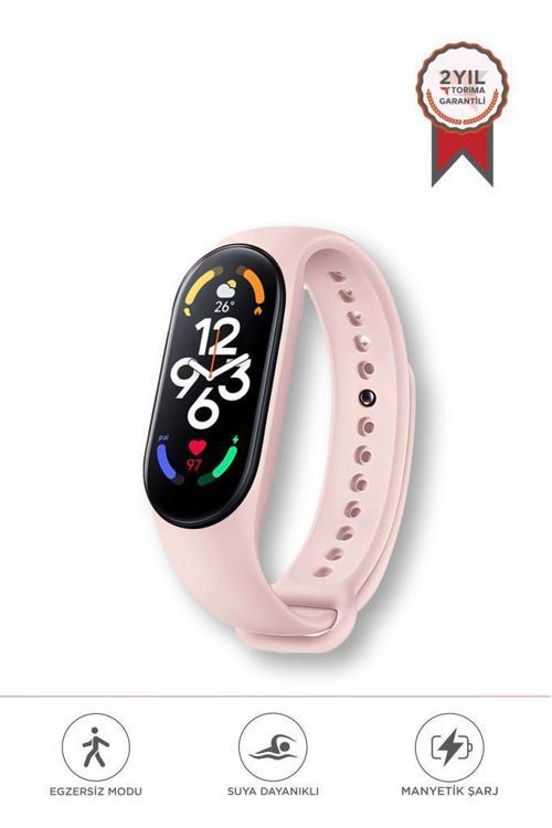 M7 Smart Watch Band Akıllı Bileklik Spor Modlu Full Fonksiyon Pembe