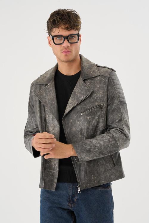 Ryder Gri Erkek Deri Mont