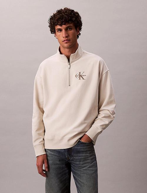 Uzun Kollu Premium Penye Mikro Monologolu Erkek Beyaz Sweatshirt LV04RD236G-67U