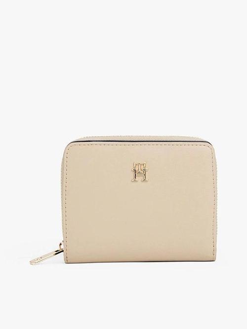 TH Icon Orta Boy Fermuarlı Kapaklı Kadın Beyaz Cüzdan AW0AW17742RBT