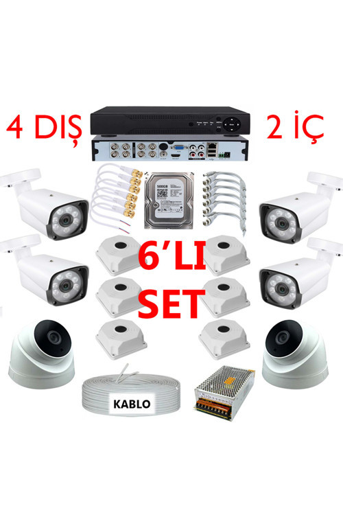 AHD 2mp 4 adet Dış ve 2 adet iç Mekan full HD güvenlik kamerası seti