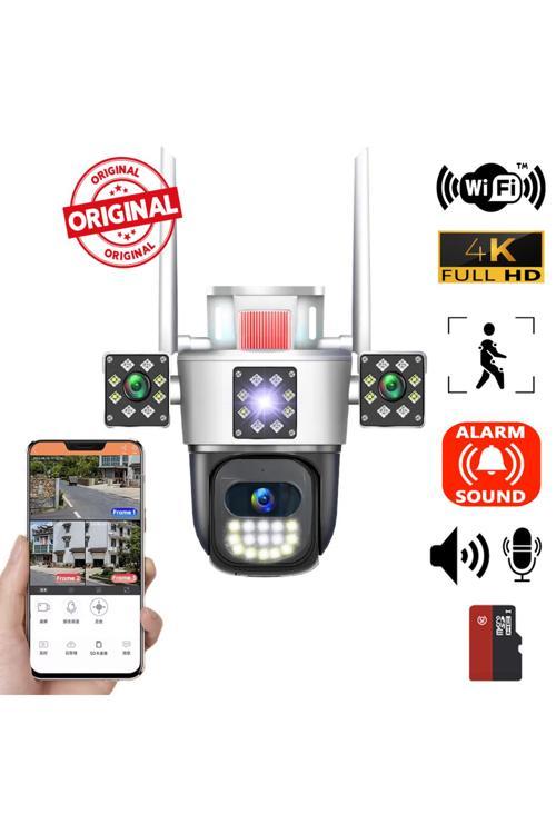 9MP 3 Kameralı Wifi kablosuz ip Hareketli dış mekan Gece görüşlü ses kayıtlı Güvenlik kamerası