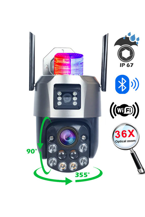 36X Optik Zoomlu Çift Kameralı Wifi kablosuz ip 8 Mp Full HD Hareketli Güvenlik Kamerası