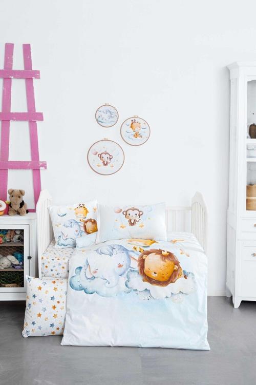 Mibabies ; Renkli Ve Eğlenceli Bebek Odası Seti: Nevresim Takımı, Kırlent, Duvar Süsü, %100 Pamuk