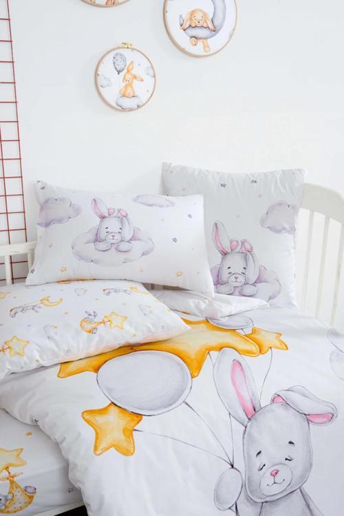 Mibabies; Cute Rabbit Nevresim Takımı, %100 Pamuk, Renli Ve Eğlenceli Desenler