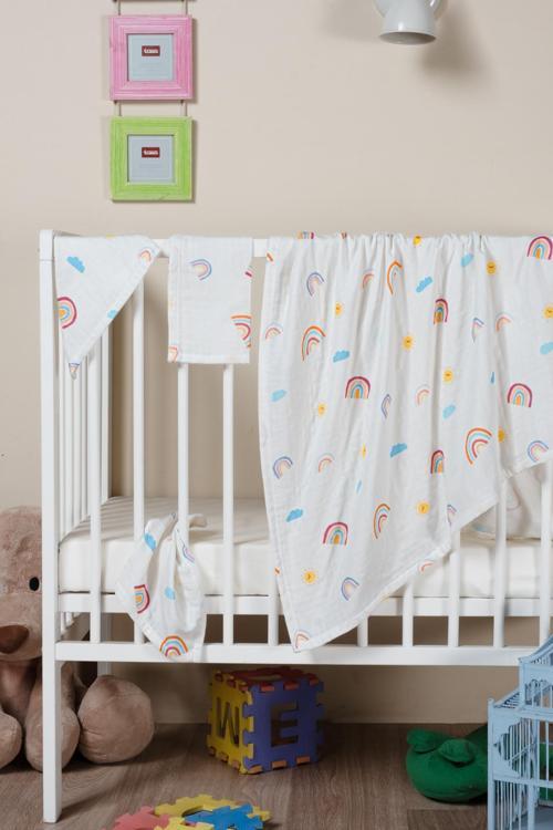 Müslin Bebek Battaniye, 3'Lü Ağız Mendili Seti